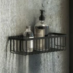 Arezzo Matt Black 300mm Wire Shower Basket