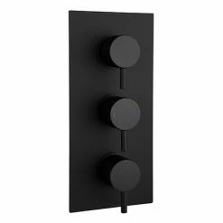 Arezzo Round Triple Concealed Thermostatic Shower Valve With Diverter - Matt Black