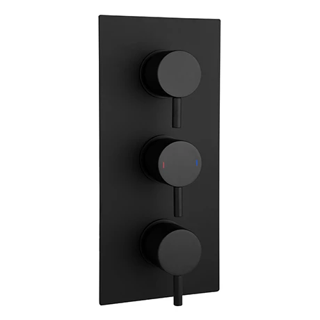 Arezzo Round Triple Concealed Thermostatic Shower Valve with Diverter - Matt Black Arezzo Round Triple Concealed Thermostatic Shower Valve With Diverter - Matt Black -Arezzo shop AZBLKR38 p