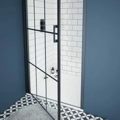 Arezzo 700 X 1970 Matt Black Grid Frameless Pivot Shower Door For Recess 5 Arezzo 700 X 1970 Matt Black Grid Frameless Pivot Shower Door For Recess -Arezzo shop AZBPD7 d5 460