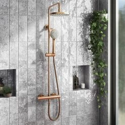 Arezzo Round Thermostatic Shower - Brushed Bronze