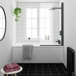 Arezzo Black Straight Hinged Round Shower Bath