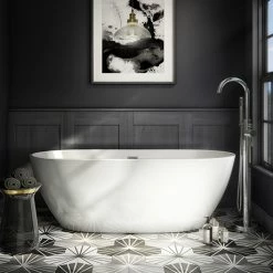 Arezzo Freestanding Modern Bath With Chrome Waste