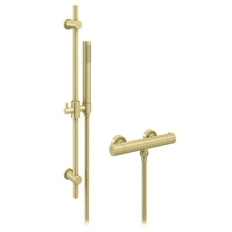 Arezzo Brushed Brass Round Bar Shower Valve incl. Slide Rail Kit with Pencil Handset Arezzo Brushed Brass Round Bar Shower Valve Incl. Slide Rail Kit With Pencil Handset -Arezzo shop AZBVP80BB n d4 460