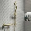 Arezzo Brushed Brass Round Bar Shower Valve Incl. Slide Rail Kit With Pencil Handset