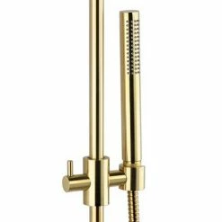 Arezzo Brushed Brass Round Bar Shower Valve Incl. Slide Rail Kit With Pencil Handset 5 Arezzo Brushed Brass Round Bar Shower Valve Incl. Slide Rail Kit With Pencil Handset -Arezzo shop AZBVP80BB d3 460