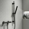 Arezzo Matt Black Round Bar Shower Valve Incl. Slide Rail Kit With Pencil Handset -Arezzo shop AZBVP80MB p