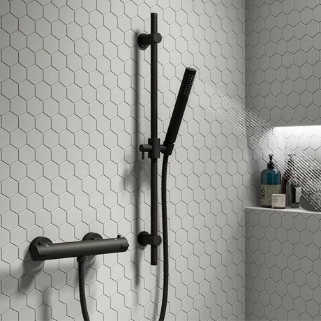 Arezzo Matt Black Round Bar Shower Valve incl. Slide Rail Kit with Pencil Handset Arezzo Matt Black Round Bar Shower Valve Incl. Slide Rail Kit With Pencil Handset -Arezzo shop AZBVP80MB p