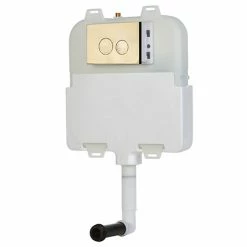 Arezzo Compact Concealed Cistern With Brushed Brass Flush Plate - Round Buttons