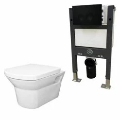 Arezzo Compact Toilet Fixing Frame With Dual Flush Cistern + Modern Toilet -Arezzo shop AZCFRB PAN d4a 460