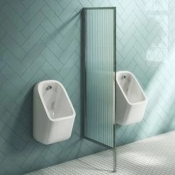 Arezzo Fluted Glass Chrome Framed Urinal Partition