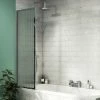 Arezzo Fluted Glass Chrome Framed Fixed Bath Screen (500 X 1400mm) -Arezzo shop AZCHFUP1 prod