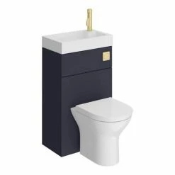 Arezzo Matt Blue Combined 2-In-1 Wash Basin & Toilet (500mm Wide X 300mm) Incl. Brushed Brass Flush 6 Arezzo Matt Blue Combined 2-In-1 Wash Basin & Toilet (500mm Wide X 300mm) Incl. Brushed Brass Flush -Arezzo shop AZCOMBWCB d7 460