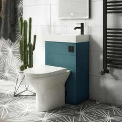 Arezzo Matt Green 2-In-1 Wash Basin & Toilet (500mm Wide X 300mm) Incl. Black Flush