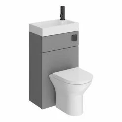 Arezzo Matt Grey Combined 2-In-1 Wash Basin & Toilet (500mm Wide X 300mm) Incl. Black Flush -Arezzo shop AZCOMBWCG D7 460