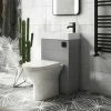 Arezzo Matt Grey Combined 2-In-1 Wash Basin & Toilet (500mm Wide X 300mm) Incl. Black Flush -Arezzo shop AZCOMBWCG p
