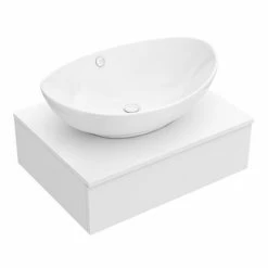 Arezzo Floating Basin Shelf With Drawer - Matt White - 600mm Inc. Oval Basin 3 Arezzo Floating Basin Shelf With Drawer - Matt White - 600mm Inc. Oval Basin -Arezzo shop AZCTWHT6B3 d1 460