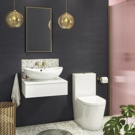 Arezzo Floating Basin Shelf with Drawer - Matt White - 600mm inc. Oval Basin Arezzo Floating Basin Shelf With Drawer - Matt White - 600mm Inc. Oval Basin -Arezzo shop AZCTWHT6B3 d6 460