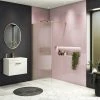 Arezzo 1400 X 900 Fluted Glass Brushed Brass Profile Wet Room (800 Screen, Square Support Arm + Tray) 1 Arezzo 1400 X 900 Fluted Glass Brushed Brass Profile Wet Room (800 Screen, Square Support Arm + Tray) -Arezzo shop AZFGBB149 p
