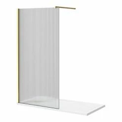Arezzo 1600 X 800 Fluted Glass Brushed Brass Profile Wet Room (1000 Screen, Square Support Arm + Tray) 6 Arezzo 1600 X 800 Fluted Glass Brushed Brass Profile Wet Room (1000 Screen, Square Support Arm + Tray) -Arezzo shop AZFGBB168 d5 460