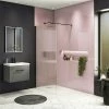 Arezzo 1400 X 900 Fluted Glass Matt Black Profile Wet Room (800mm Screen, Square Support Arm + Tray)