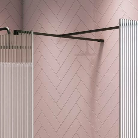 Arezzo 1400 x 900 Fluted Glass Matt Black Walk In Enclosure (inc. Main Screen, Side Panel + Tray) Arezzo 1400 X 900 Fluted Glass Matt Black Walk In Enclosure (inc. Main Screen, Side Panel + Tray) -Arezzo shop AZFGMB149E d4 460 1