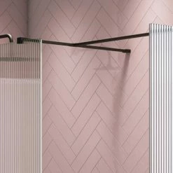 Arezzo 1600 X 800 Fluted Glass Matt Black Walk In Enclosure (inc. Main Screen, Side Panel + Tray) 6 Arezzo 1600 X 800 Fluted Glass Matt Black Walk In Enclosure (inc. Main Screen, Side Panel + Tray) -Arezzo shop AZFGMB149E d4 460