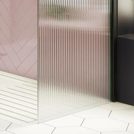 Arezzo 1400 x 900 Fluted Glass Matt Black Walk In Enclosure (inc. Main Screen, Side Panel + Tray) Arezzo 1400 X 900 Fluted Glass Matt Black Walk In Enclosure (inc. Main Screen, Side Panel + Tray) -Arezzo shop AZFGMB149E d5 460 1