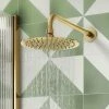 Arezzo Fluted Round 200mm Brushed Brass Fixed Shower Head + Wall Mounted Arm 2 Arezzo Fluted Round 200mm Brushed Brass Fixed Shower Head + Wall Mounted Arm -Arezzo shop AZFR2SHBB prod
