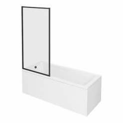 Arezzo Black Framed Fixed Square Single Ended Shower Bath