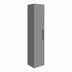 Arezzo Matt Grey Wall Hung Tall Storage Cabinet With Matt Black Handle