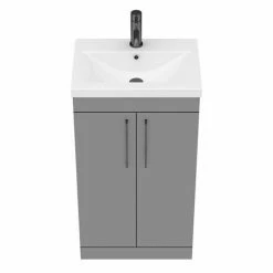 Arezzo 500 Matt Grey Floor Standing Vanity Unit With Matt Black Handles 7 Arezzo 500 Matt Grey Floor Standing Vanity Unit With Matt Black Handles -Arezzo shop AZG5FSVBK D5 460