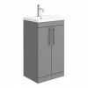 Arezzo Floor Standing Vanity Unit - Matt Grey - 500mm With Industrial Style Chrome Handles 2 Arezzo Floor Standing Vanity Unit - Matt Grey - 500mm With Industrial Style Chrome Handles -Arezzo shop AZG5FSVCHIS p