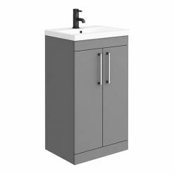 Arezzo 500 Matt Grey Floor Standing Vanity Unit With Chrome Handles