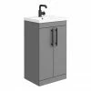 Arezzo Floor Standing Vanity Unit - Matt Grey - 500mm With Industrial Style Black Handles 1 Arezzo Floor Standing Vanity Unit - Matt Grey - 500mm With Industrial Style Black Handles -Arezzo shop AZG5FSVMBIS p