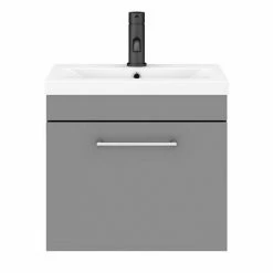 Arezzo 500 Matt Grey Wall Hung 1-Drawer Vanity Unit With Chrome Handle 7 Arezzo 500 Matt Grey Wall Hung 1-Drawer Vanity Unit With Chrome Handle -Arezzo shop AZG5WHVCH d5 460