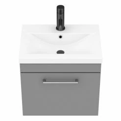 Arezzo 500 Matt Grey Wall Hung 1-Drawer Vanity Unit With Chrome Handle 8 Arezzo 500 Matt Grey Wall Hung 1-Drawer Vanity Unit With Chrome Handle -Arezzo shop AZG5WHVCH d6 460