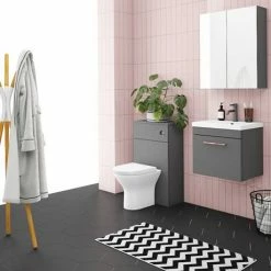 Arezzo 500 Matt Grey Wall Hung 1-Drawer Vanity Unit With Rose Gold Handle 6 Arezzo 500 Matt Grey Wall Hung 1-Drawer Vanity Unit With Rose Gold Handle -Arezzo shop AZG5WHVRG d4 460