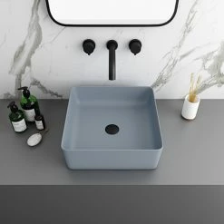 Arezzo 380 X 380mm Matt Grey Square Counter Top Basin