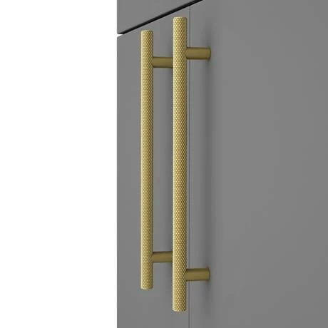 Arezzo Floor Standing Vanity Unit - Matt Grey - 600mm with Industrial Style Brushed Brass Handles Arezzo Floor Standing Vanity Unit - Matt Grey - 600mm With Industrial Style Brushed Brass Handles -Arezzo shop AZG6FSVBBIS D2 460