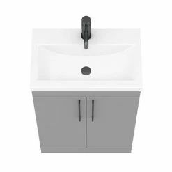 Arezzo 600 Matt Grey Floor Standing Vanity Unit With Matt Black Handles -Arezzo shop AZG6FSVBK n d6 460