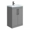 Arezzo 600 Matt Grey Floor Standing Vanity Unit With Matt Blue Basin + Black Handles 2 Arezzo 600 Matt Grey Floor Standing Vanity Unit With Matt Blue Basin + Black Handles -Arezzo shop AZG6FSVBKBL p