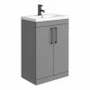 Arezzo 600 Matt Grey Floor Standing Vanity Unit With Matt Black Handles
