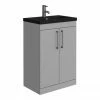 Arezzo 600 Matt Grey Floor Standing Vanity Unit With Matt Black Basin + Handles -Arezzo shop AZG6FSVBLK p