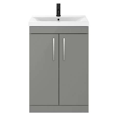 Arezzo 600 Matt Grey Floor Standing Vanity Unit with Chrome Handles Arezzo 600 Matt Grey Floor Standing Vanity Unit With Chrome Handles -Arezzo shop AZG6FSVCH d3 460