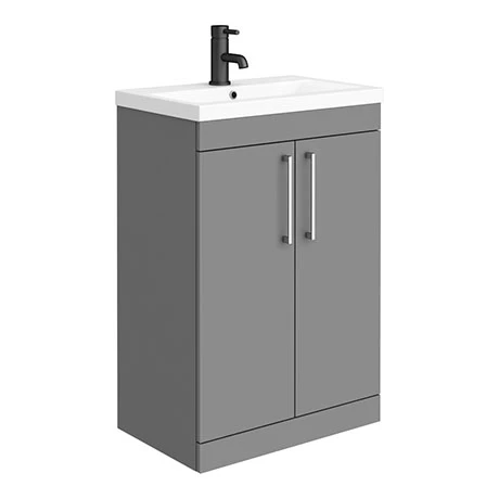 Arezzo 600 Matt Grey Floor Standing Vanity Unit with Chrome Handles Arezzo 600 Matt Grey Floor Standing Vanity Unit With Chrome Handles -Arezzo shop AZG6FSVCH np
