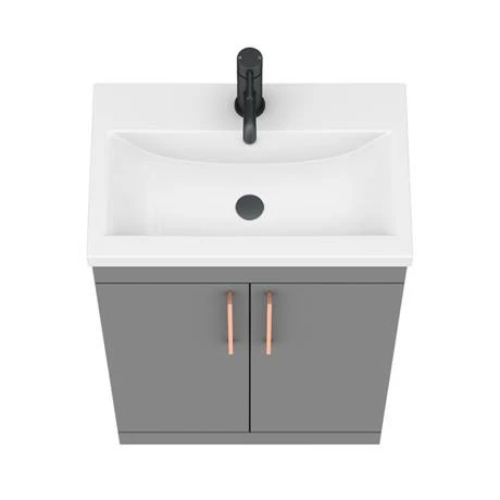 Arezzo 600 Matt Grey Floor Standing Vanity Unit with Rose Gold Handles Arezzo 600 Matt Grey Floor Standing Vanity Unit With Rose Gold Handles -Arezzo shop AZG6FSVRG d6 460