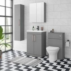 Arezzo 600 Matt Grey Floor Standing Vanity Unit With Rose Gold Handles 5 Arezzo 600 Matt Grey Floor Standing Vanity Unit With Rose Gold Handles -Arezzo shop AZG6FSVRG d4 460