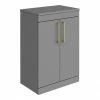Arezzo Floor Standing Countertop Vanity Unit - Matt Grey - 600mm With Brushed Brass Handles 1 Arezzo Floor Standing Countertop Vanity Unit - Matt Grey - 600mm With Brushed Brass Handles -Arezzo shop AZG6FSWBB np