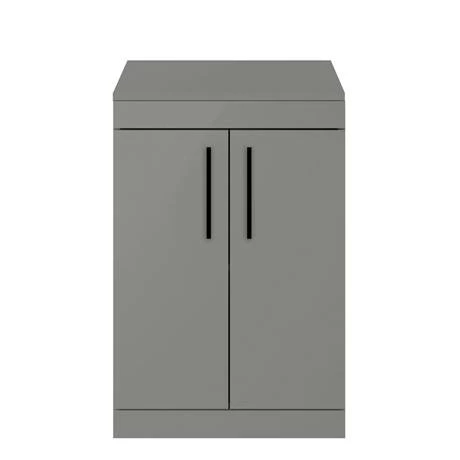 Arezzo Floor Standing Countertop Vanity Unit - Matt Grey - 600mm with Matt Black Handles Arezzo Floor Standing Countertop Vanity Unit - Matt Grey - 600mm With Matt Black Handles -Arezzo shop AZG6FSWBK d3 460